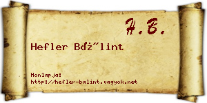 Hefler Bálint névjegykártya